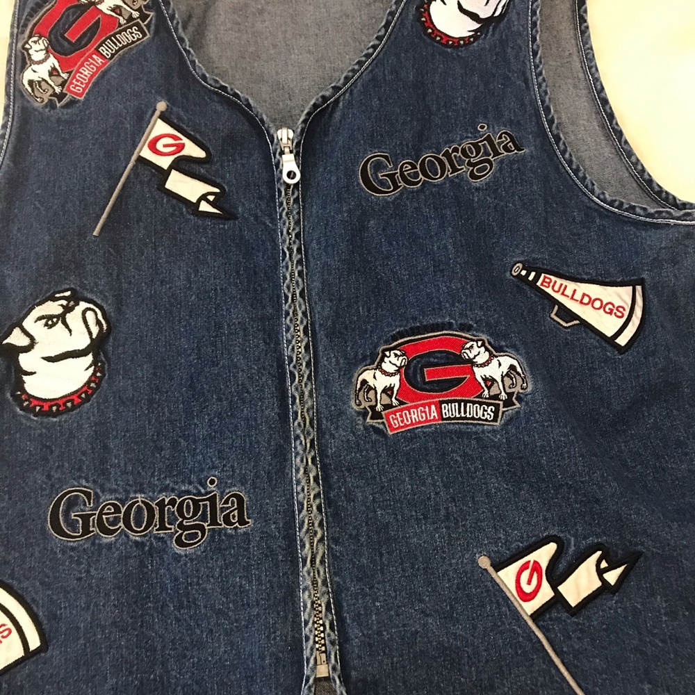 VINTAGE UGA Collegiate Collection  Denim VEST - Picture 4 of 5